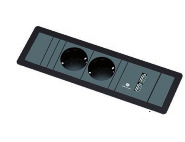 Enchufe de cocina CucineOggi box Modulo IL 63U - 2 Enchufes + 2 Usb Cargadores. Marco en colores.