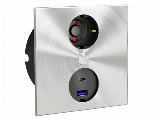Enchufe empotrado con 2 puertos USB Cucine Oggi Duplex IL 301202 - Inox