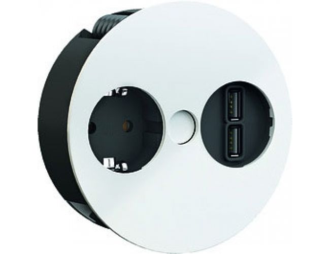 Enchufe + 2 puertos USB para encastrar CucineOggi box Duplo IL 601 - blanco
