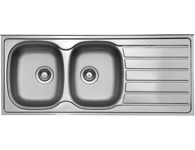 Fregadero dos senos con escurridor acero SF Monza 1160