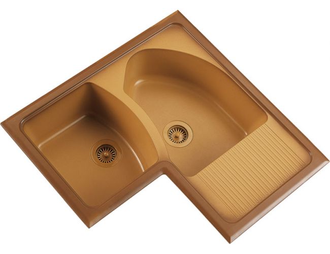 Fregadero sobre encimera Syan Dédalo - 826 x 826 mm - 2 senos angulares