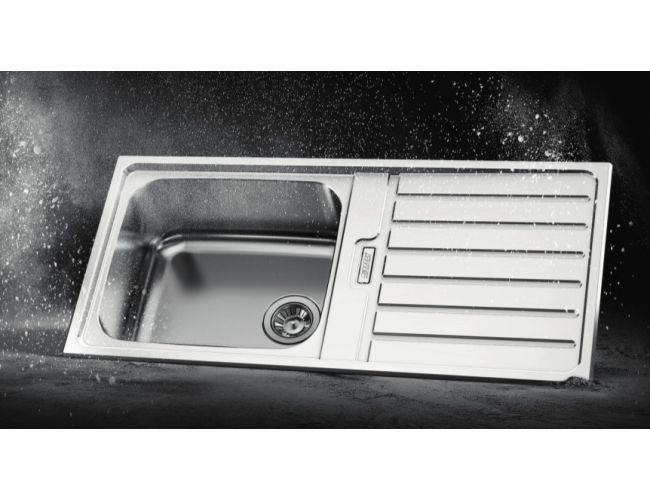 fregadero de un seno con escurridor