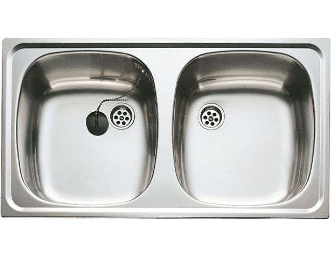 Fregadero de acero sobre encimera Teka Encastrar serie E/50 2C - 800 x 440 mm.