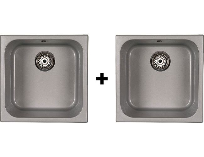 Fregaderos combinados bajo encimera Syan Troya + Troya - 2 Senos cuadrados de 450 x 450 mm