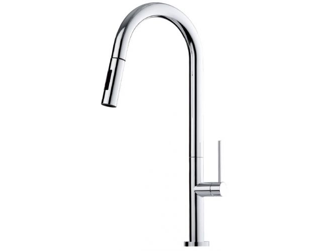 Grifo de cocina Luisina RC602P/DO - Monomando cromado con ducha. Caño pivotante.