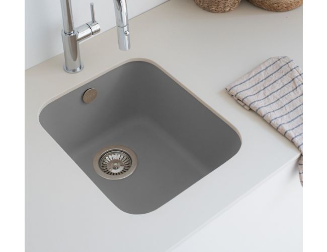 Fregadero granito Poalgi Gandia Hekla 35 - color gris ASH vista cocina