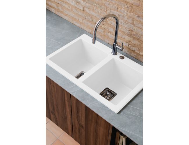 fregadero dos senos blanco