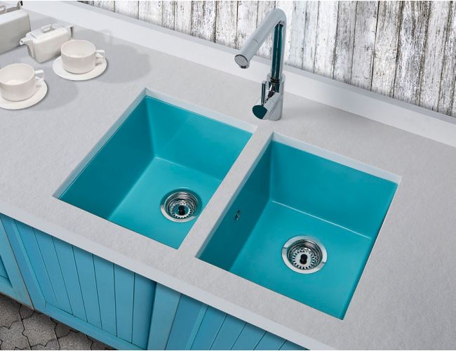 Fregadero dos senos resina bajo encimera Syan Gea