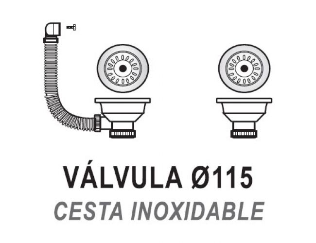 Válvula para fregadero - Ø115 mm - Cesta Inoxidable
