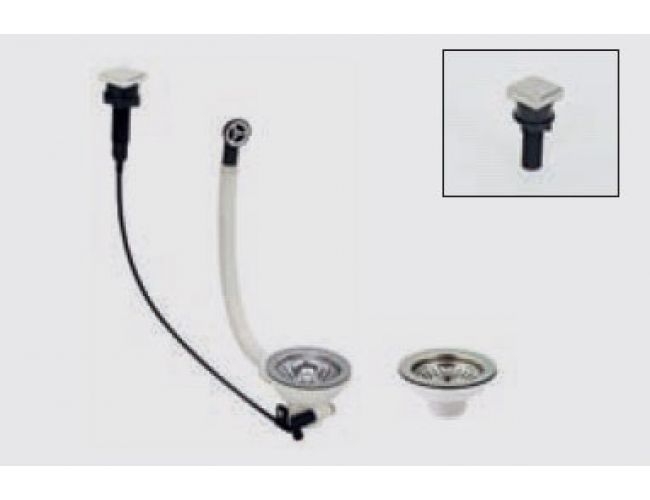 Válvula para fregadero automática 2 senos - Poalgi Ref. 83-86016 maneta cuadrada