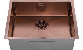 Fregadero un seno acero dorado rosé mate Andemen Ágata 540x440