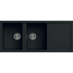 Fregadero grande 2 senos con escurridor Luisina granito Maestoso EV9121 116 x 50 cm full black