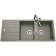 Fregadero grande 2 senos y escurridor Luisina granito Hip Hop EV8721 | 116 x 50 cm cemento