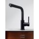 Grifo extraíble acero inoxidable Luisina Total Inox RC304DO negro montado en cocina