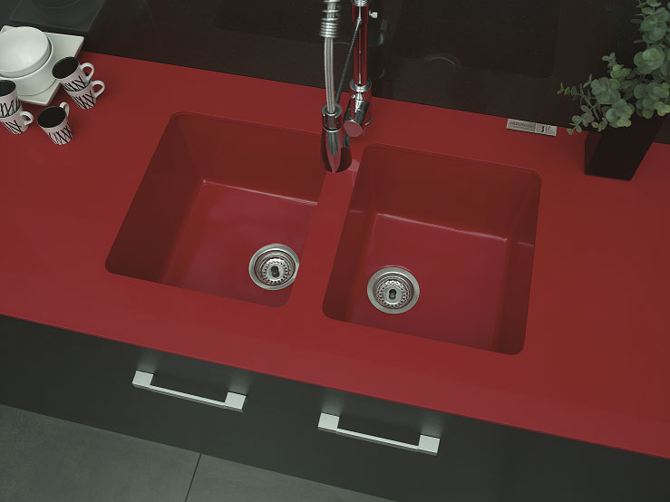 Fregadero Diana Bajo encimera: Color Rojo