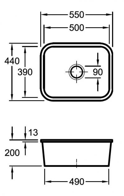 Medidas fregadero cerámica Cisterna EV670602