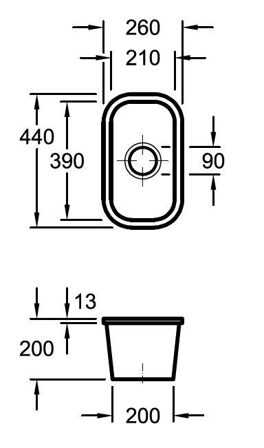 Medidas fregadero pequeño Cisterna EV670702