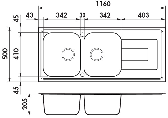 Medidas fregadero Luisina Debussy Luisinox EV4821
