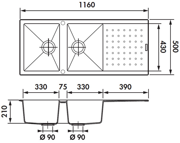 Medidas fregadero Luisina Fusion Luisigranit EV6021 Medidas fregadero Luisina Fusion Luisigranit EV6021