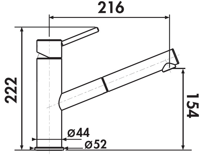 Grifo de cocina Luisina RCD89 - Monomando inox macizo con ducha