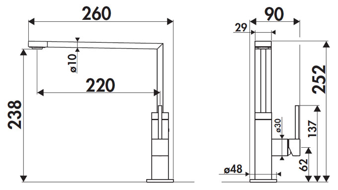 Grifo de cocina Luisina RCD475 - Monomando cromado de diseño Grifo de cocina Luisina RCD475 - Monomando cromado de diseño
