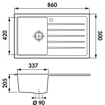 Medidas Fregadero encastrado Luisina EV401VM Medidas Fregadero encastrado Luisina EV401VM