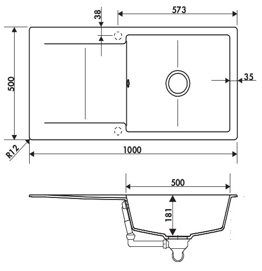 Medidas Fregadero Luisina Epure EV28011