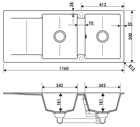 Medidas Fregadero Luisina Epure EV2821 Medidas Fregadero Luisina Epure EV2821