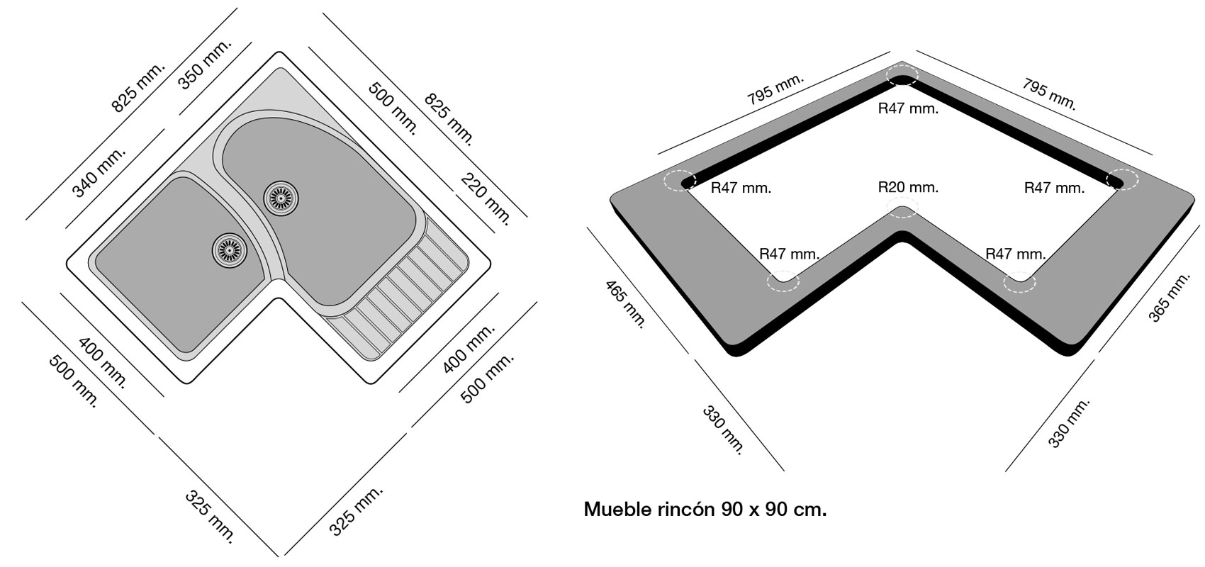 Medidas Fregadero Poalgi Basic Jade Medidas Fregadero Poalgi Basic Jade