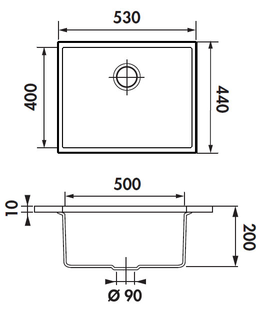 Medidas fregadero Luisina Quadrille Luisigranit EVSP987 Medidas fregadero Luisina Quadrille Luisigranit EVSP987