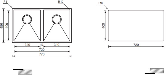 Medidas fregadero Luisina RADIO 10 Luisinox EV1031MIL Medidas fregadero Luisina RADIO 10 Luisinox EV1031MIL