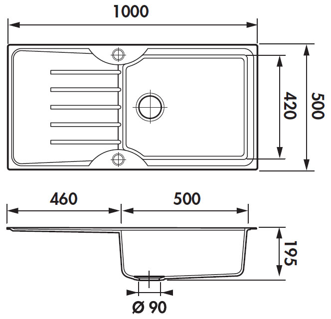 Medidas fregadero Luisina Serenade Luisigranit EV9701
