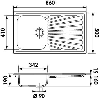 Medidas pica cocina inox Luisina EV5401