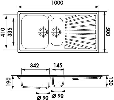 Medidas pica cocina inox Luisina EV5411