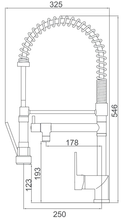 Medidas Grifo extra&iacute;ble cocina Borras K0435C