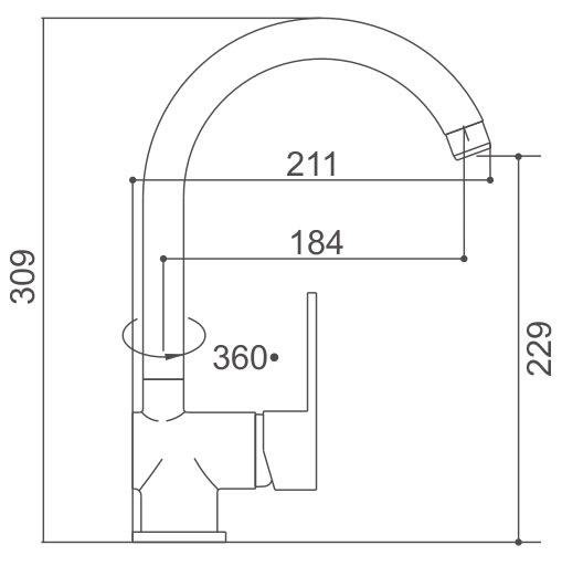 Medidas Grifo cocina Borras ORD0235C