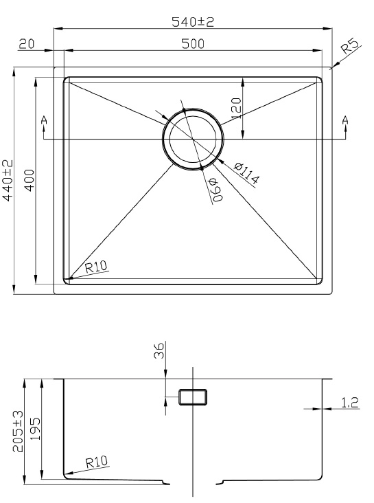 Medidas fregadero cocina Andemen Absolut Ágata Medidas fregadero cocina Andemen Absolut Ágata