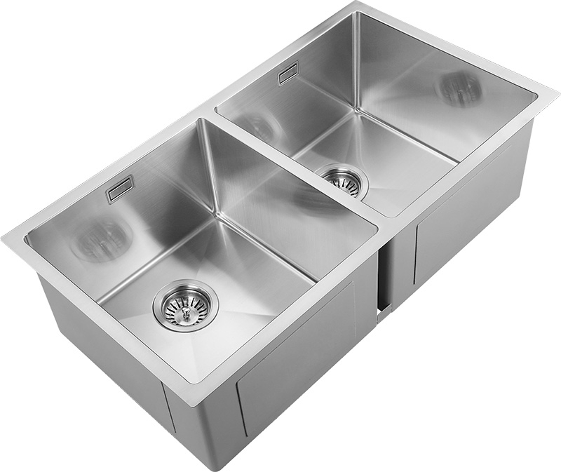Fregadero de cocina Andemen Opalo Acero cepillado dos cubetas