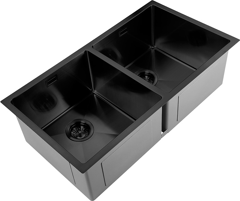 Fregadero de cocina Andemen Opalo Acero color antracita dos cubetas Fregadero de cocina Andemen Opalo Acero color antracita dos cubetas