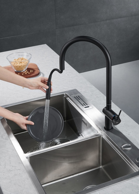Grifo cocina extraíble Imex Berna Negro