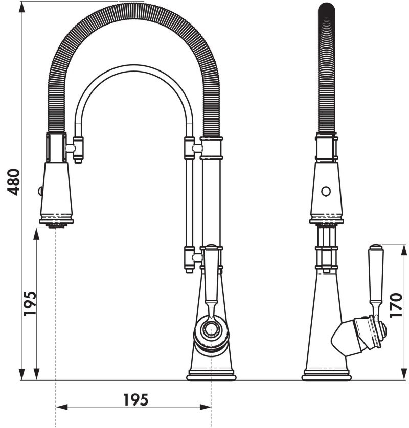 Medidas Grifo cocina Chambord R701