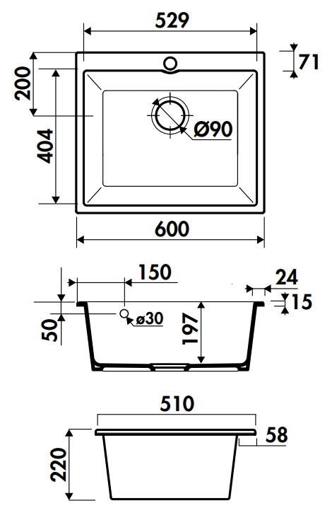 Medidas fregadero Chambord Constance II EV 954 Medidas fregadero Chambord Constance II EV 954