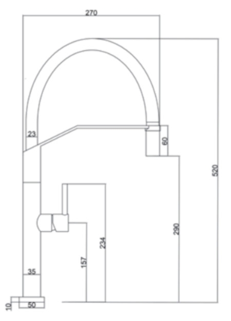 Medidas Grifo cocina flexible Imex Deva
