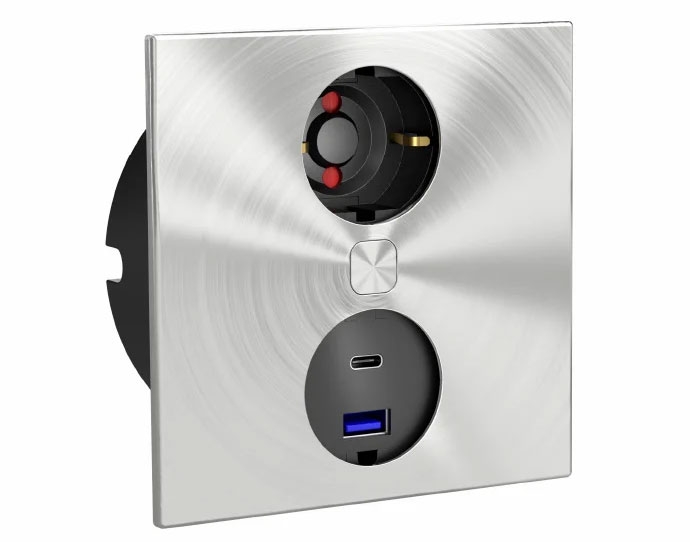Enchufe Empotrado con 2 Puertos USB Cucine Oggi Duplex IL 301202 - Inox