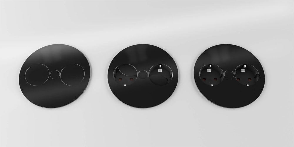 Enchufes de cocina para empotrar en color negro Enchufes de cocina para empotrar en color negro