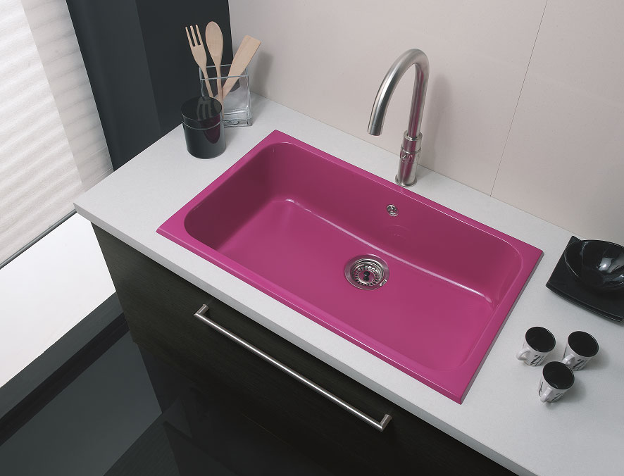 Fregadero Ares Sobre encimera: Color Fucsia
