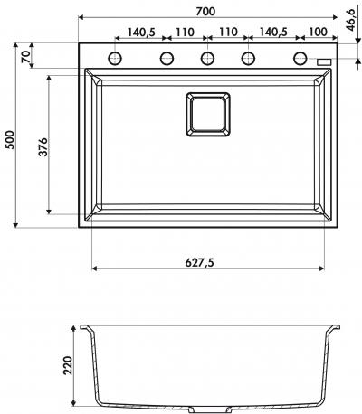 Medidas Pila fregadero Luisina EV989