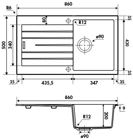 Medidas fregadero Luisina hip hop EV8701 Medidas fregadero Luisina hip hop EV8701