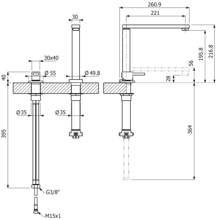Medidas Grifo Luisina RCD4569/BR