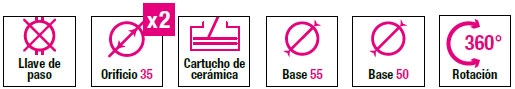 Características principales grifo Luisina RCD4569BR